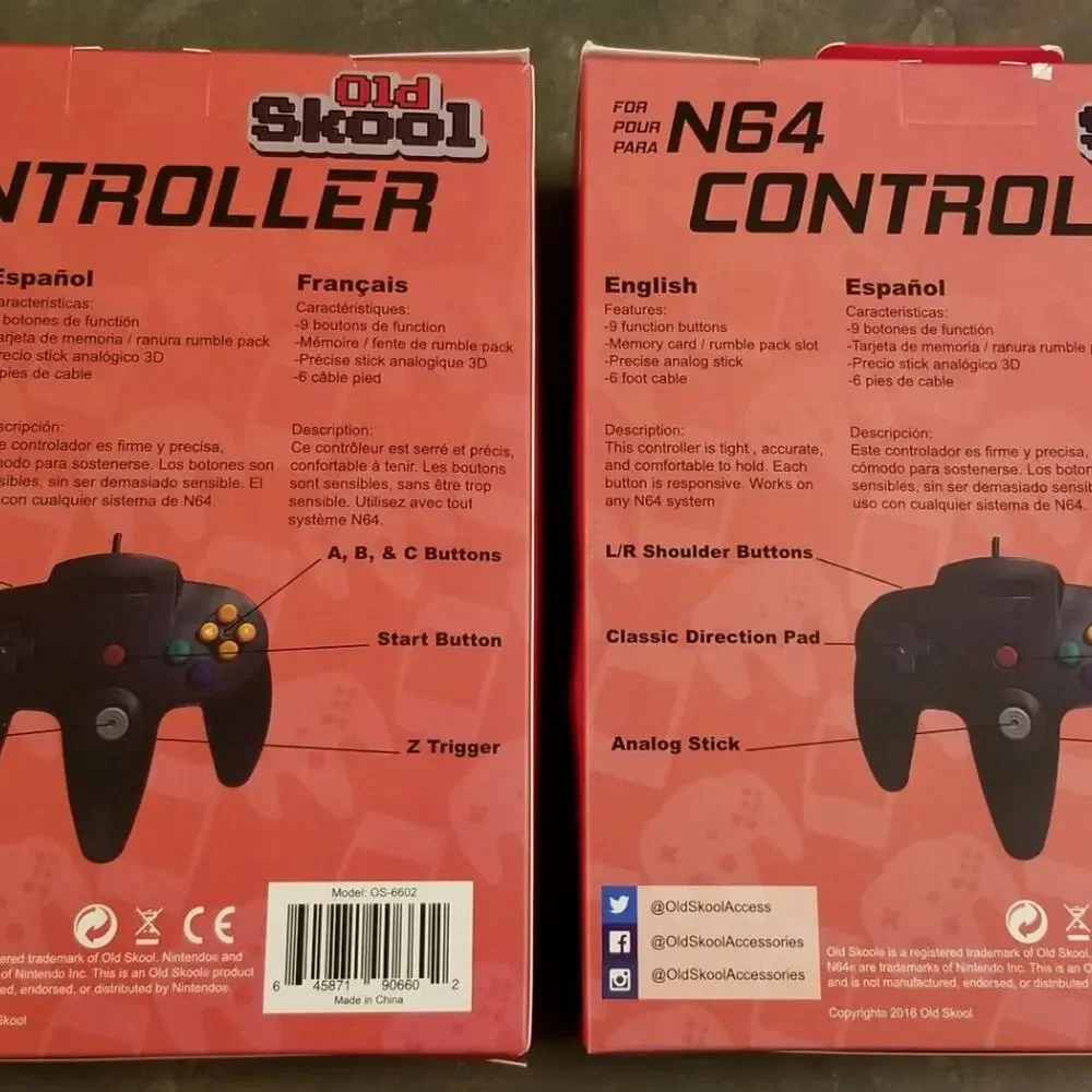 2 N64 Controllers - Grey & Yellow (NEW) - Nintendo64 - Old Skool